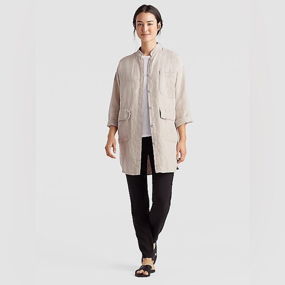EILEEN FISCHER | mandarin linen collar jacket | size xs